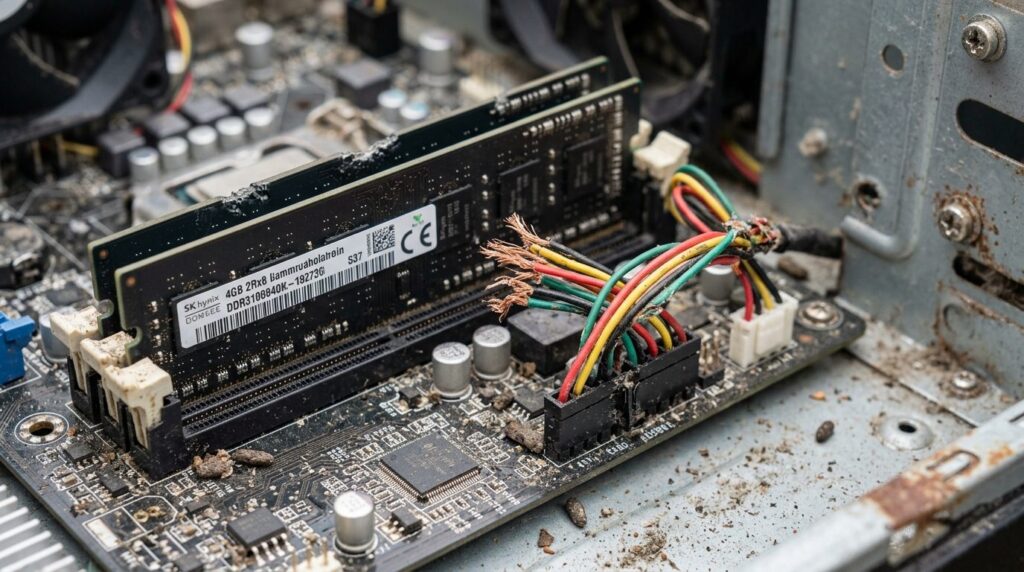 Detailed close-up photorealistic image of a computer circuit